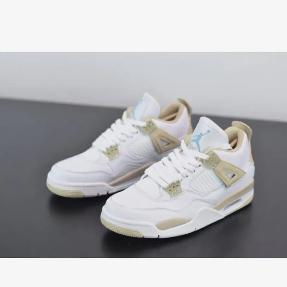 Air Jordan 4 “Linen” White/Boarder Blue-Light Sand  487724-118