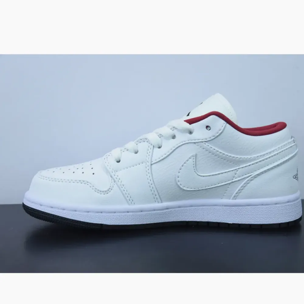 Air Jordan 1 Low White Red and Black  553560-164