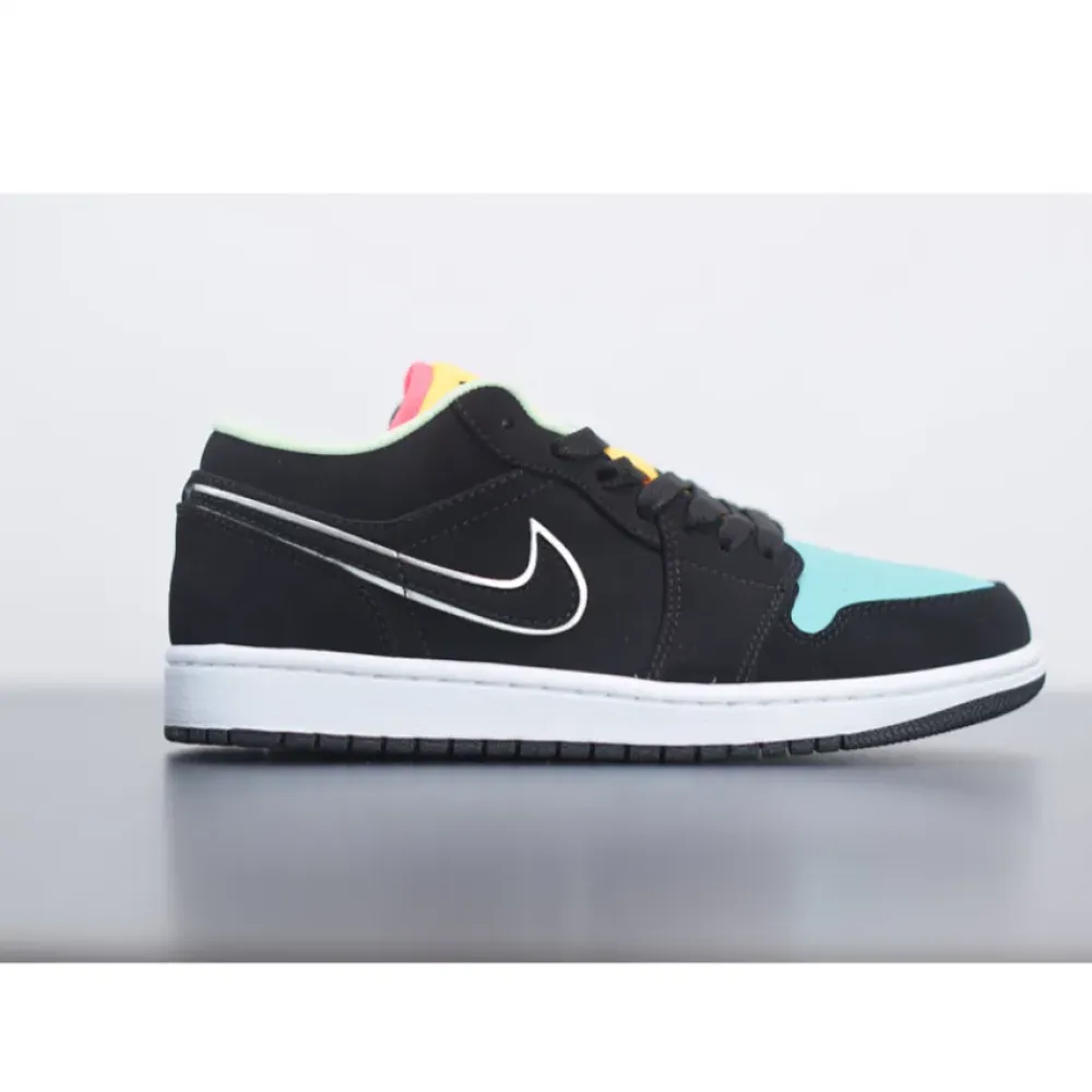 Air Jordan 1 Low Black/Aurora Green/Laser Orange  CK3022-013
