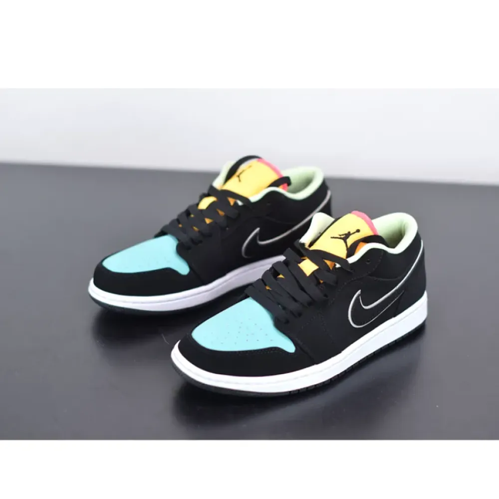 Air Jordan 1 Low Black/Aurora Green/Laser Orange  CK3022-013