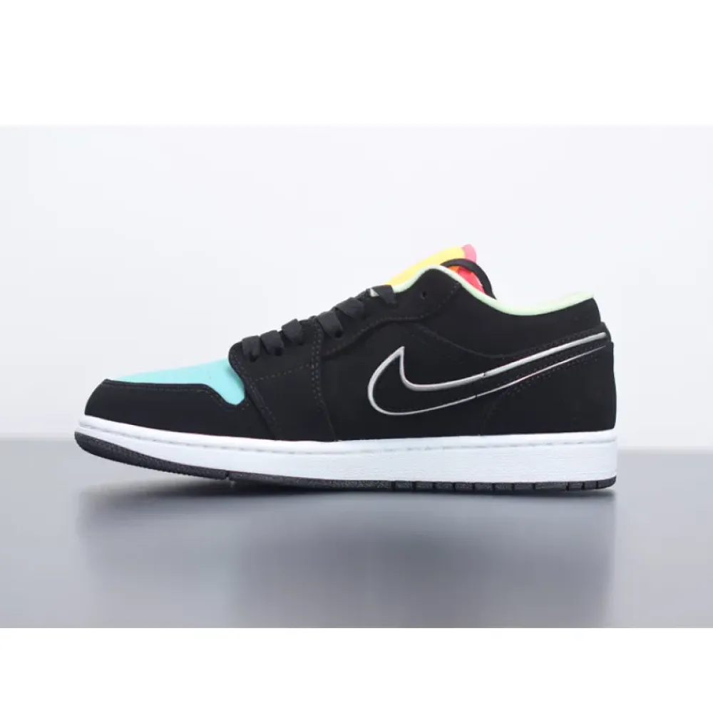 Air Jordan 1 Low Black/Aurora Green/Laser Orange  CK3022-013