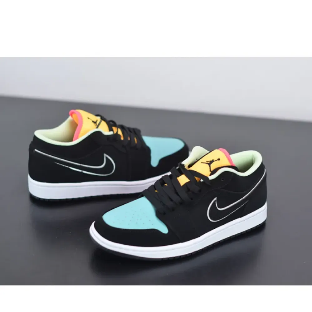 Air Jordan 1 Low Black/Aurora Green/Laser Orange  CK3022-013