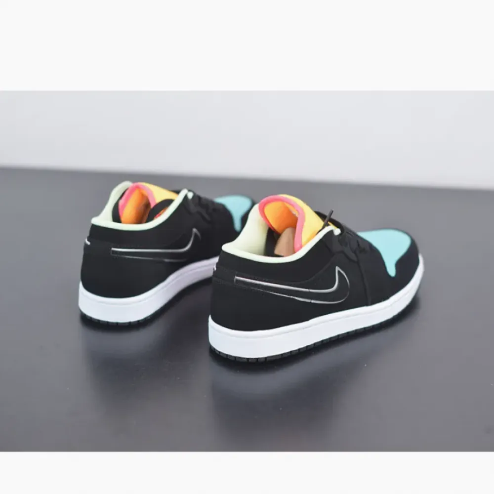 Air Jordan 1 Low Black/Aurora Green/Laser Orange  CK3022-013