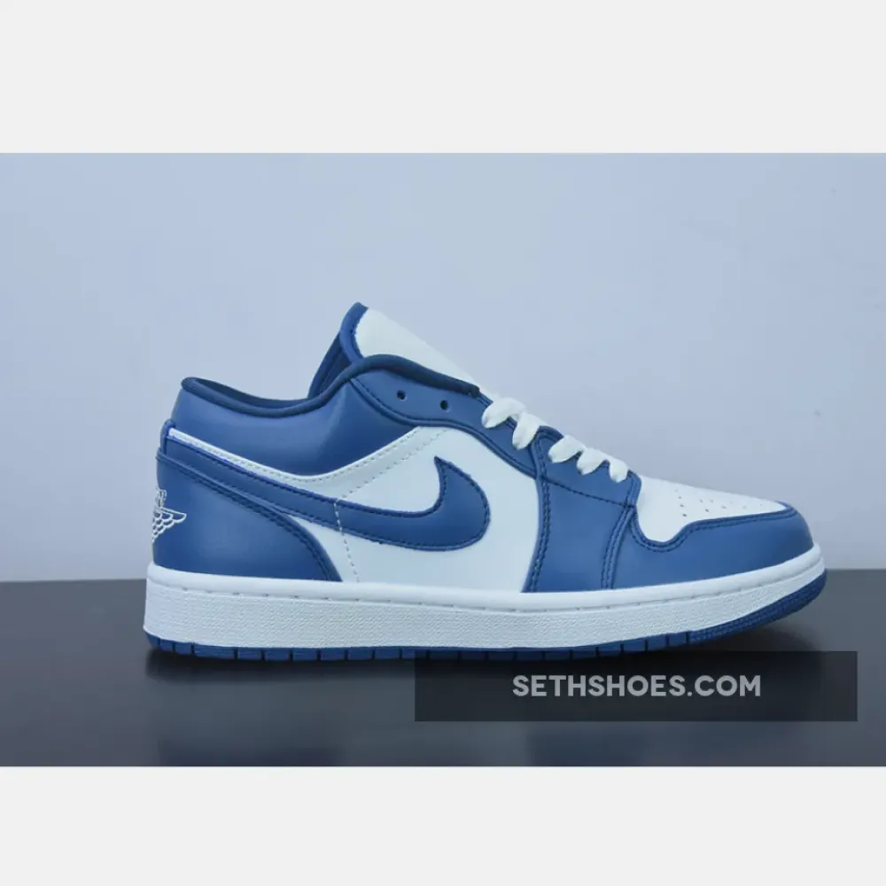 Air Jordan 1 Low White/Dark Marina Blue  DC0774-114