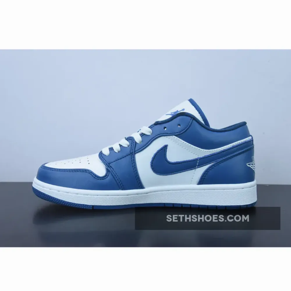Air Jordan 1 Low White/Dark Marina Blue  DC0774-114