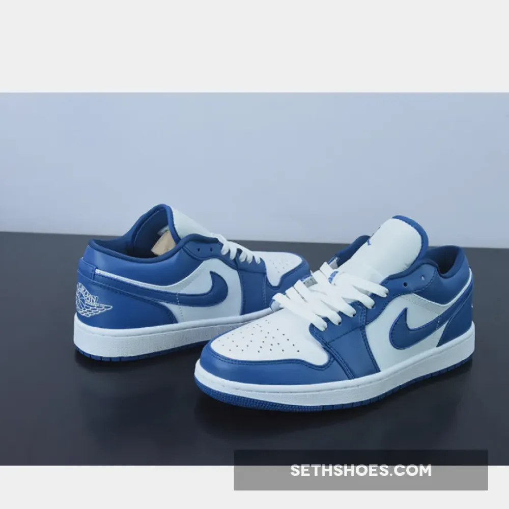 Air Jordan 1 Low White/Dark Marina Blue  DC0774-114