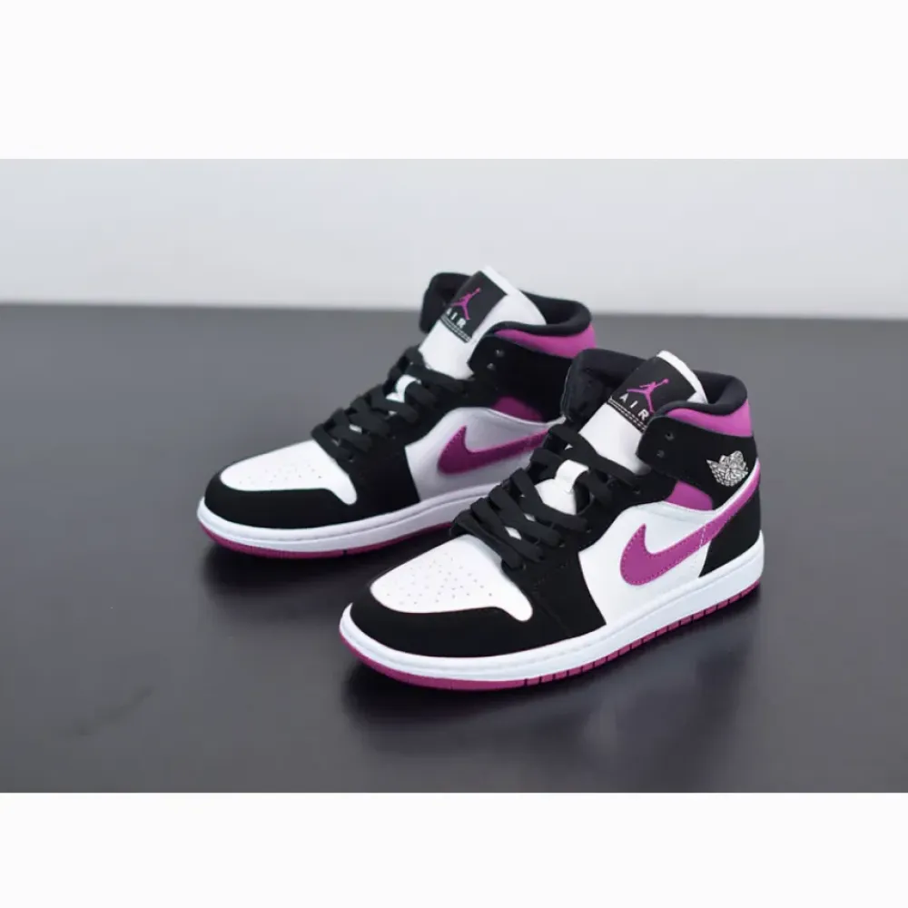 Air Jordan 1 Mid “Magenta” Black/White/Cactus Flower  BQ6472-005