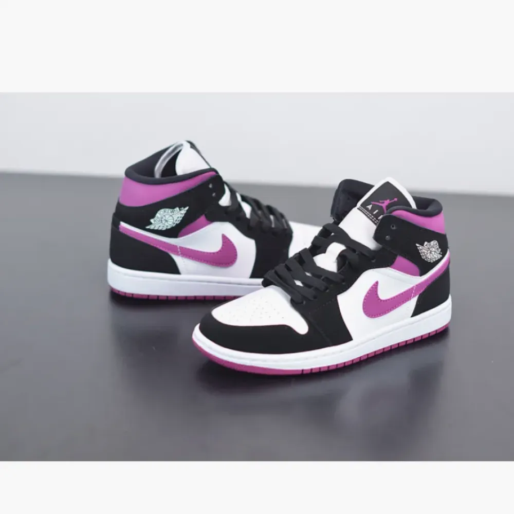 Air Jordan 1 Mid “Magenta” Black/White/Cactus Flower  BQ6472-005