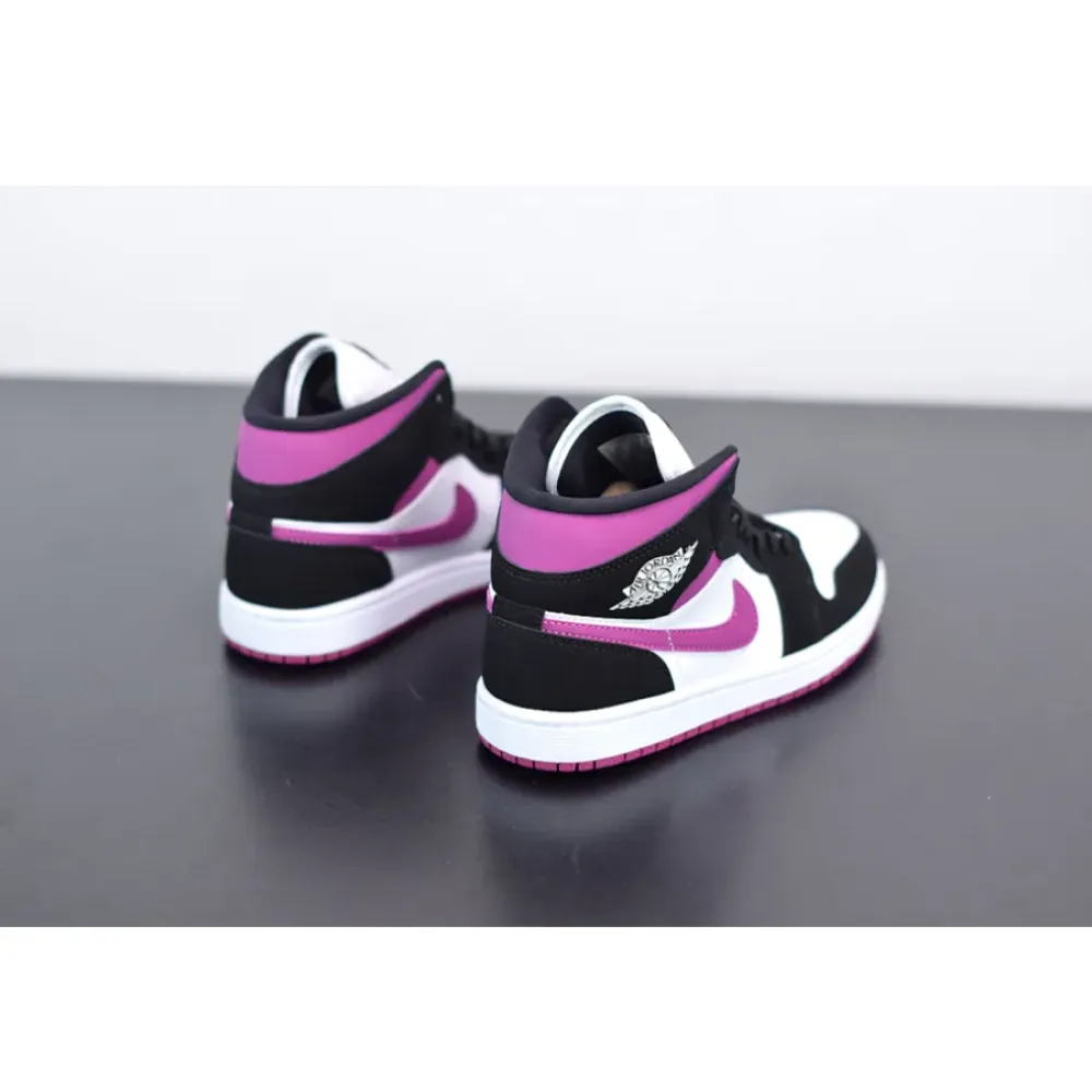 Air Jordan 1 Mid “Magenta” Black/White/Cactus Flower  BQ6472-005