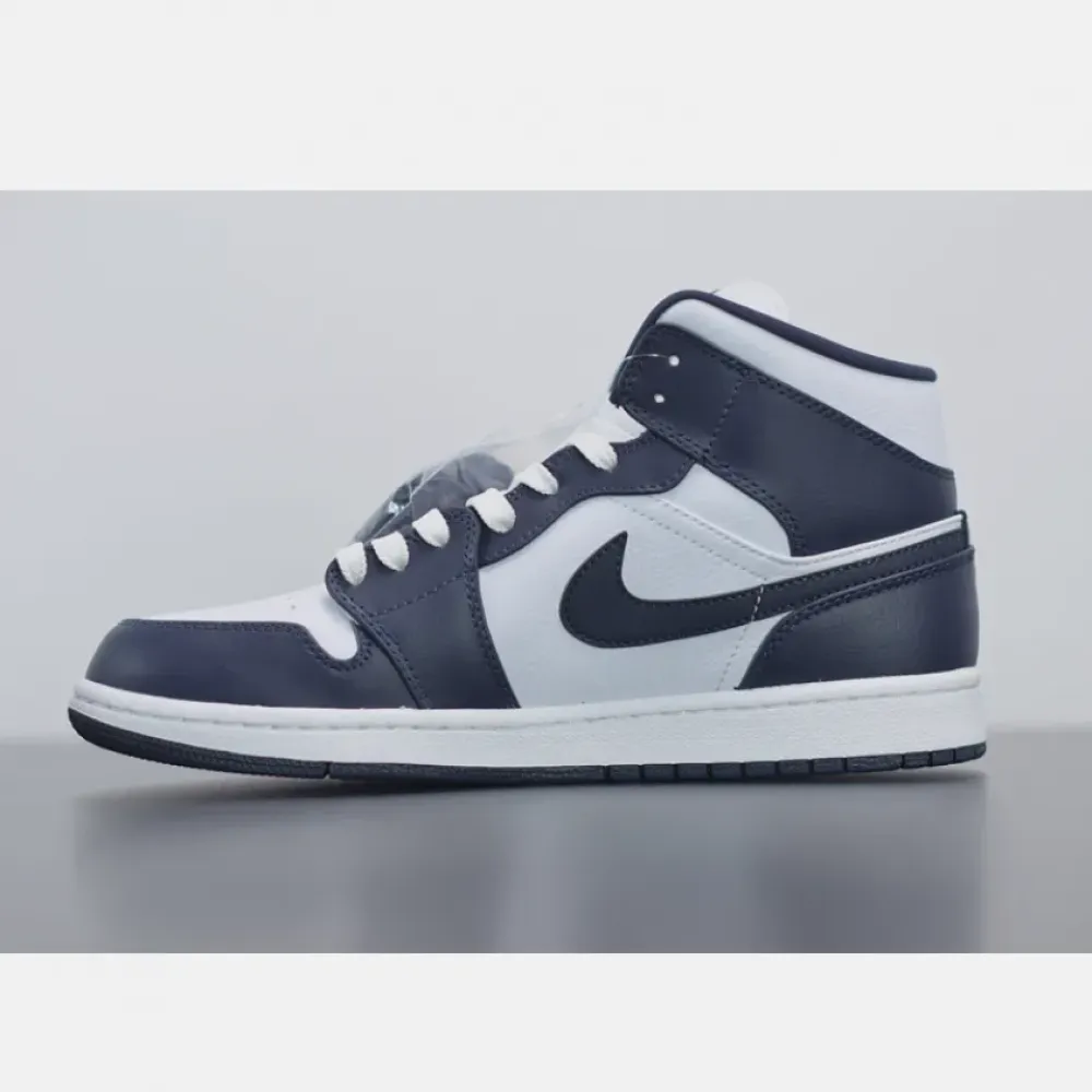 Air Jordan 1 Mid White Metallic Gold Obsidian  554724-174