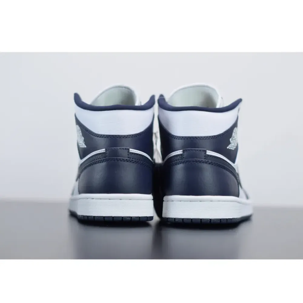 Air Jordan 1 Mid White Metallic Gold Obsidian  554724-174