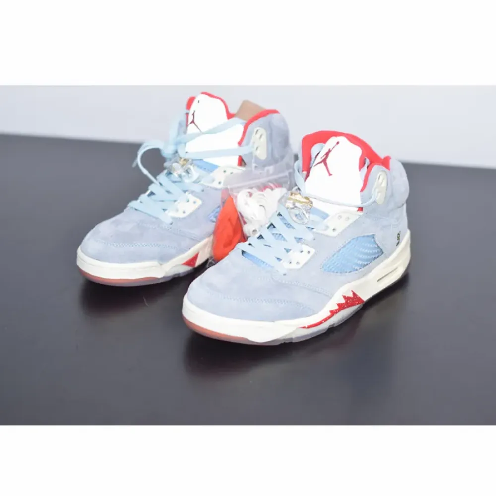 Trophy Room x Air Jordan 5 JSP Ice Blue/Sail-Metallic Gold-University Red