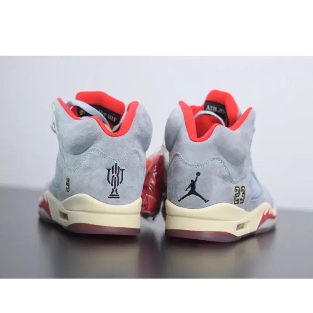 Trophy Room x Air Jordan 5 JSP Ice Blue/Sail-Metallic Gold-University Red