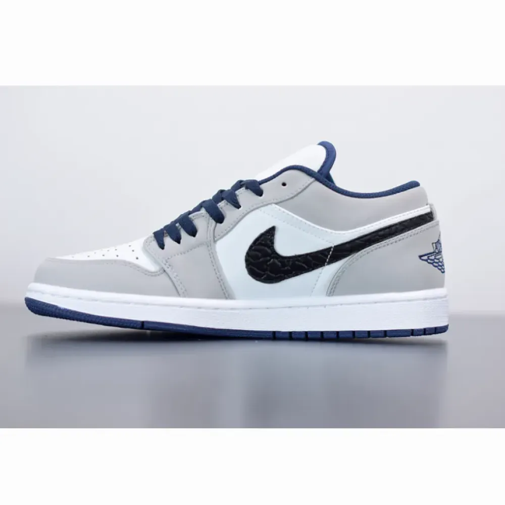 Air Jordan 1 Low White/True Blue-Cement Grey-Black 553558-103