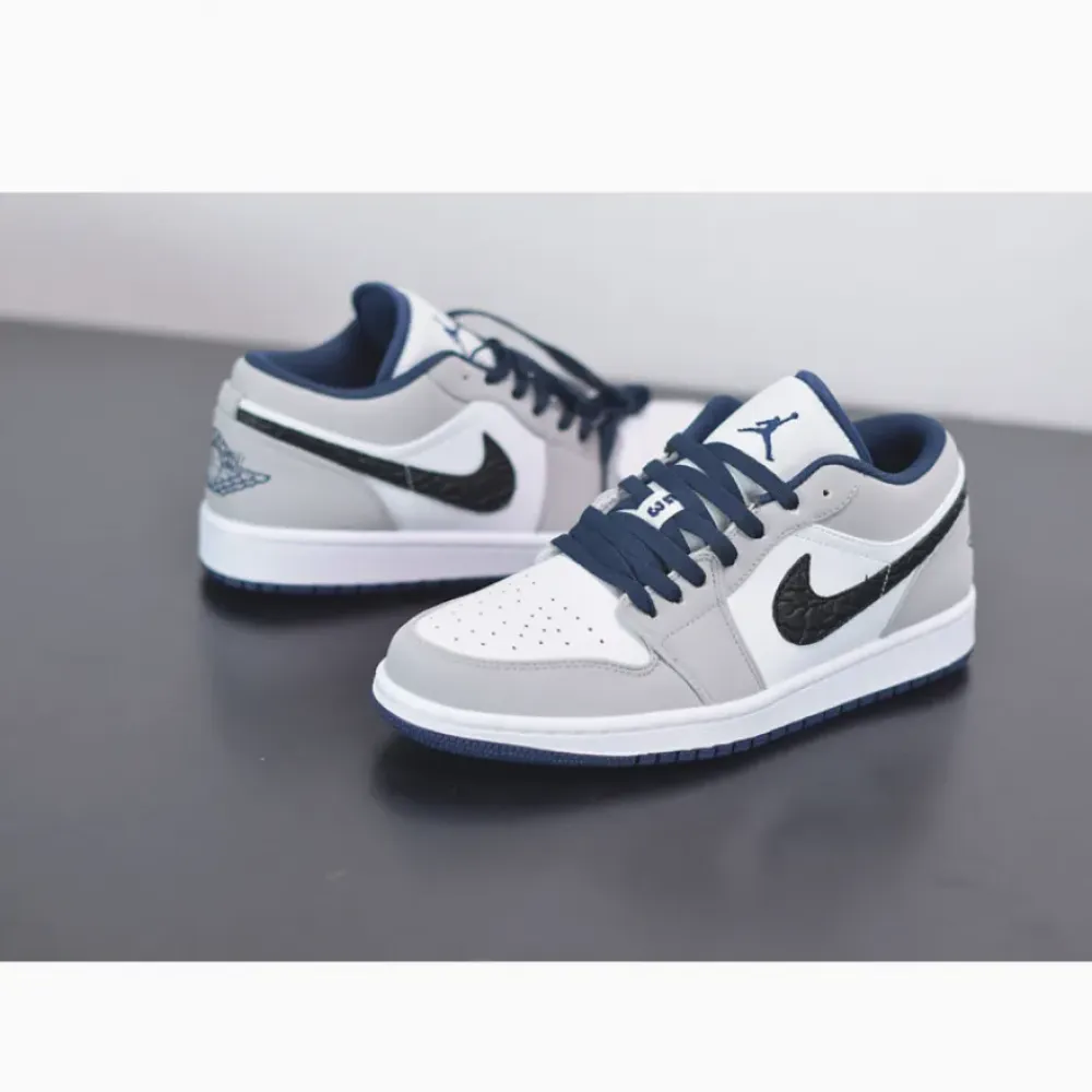 Air Jordan 1 Low White/True Blue-Cement Grey-Black 553558-103