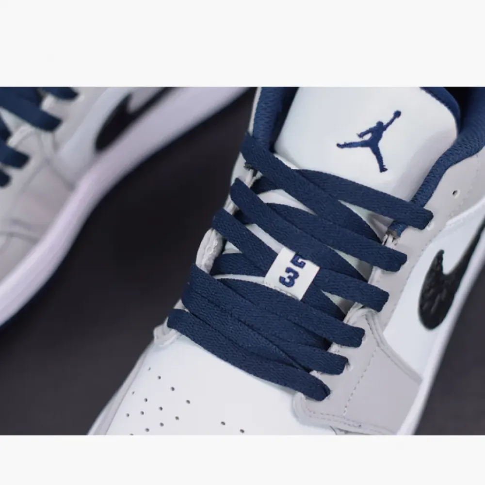 Air Jordan 1 Low White/True Blue-Cement Grey-Black 553558-103