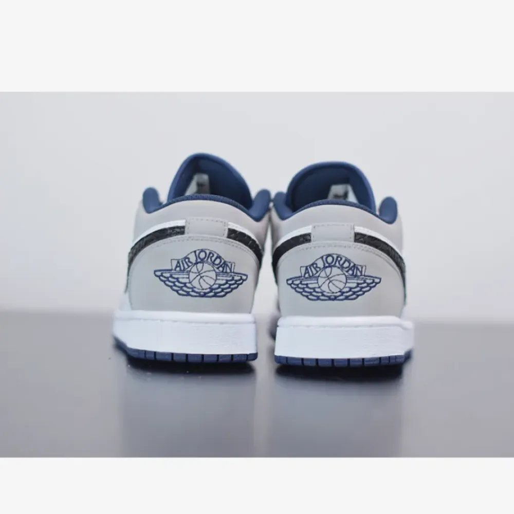 Air Jordan 1 Low White/True Blue-Cement Grey-Black 553558-103