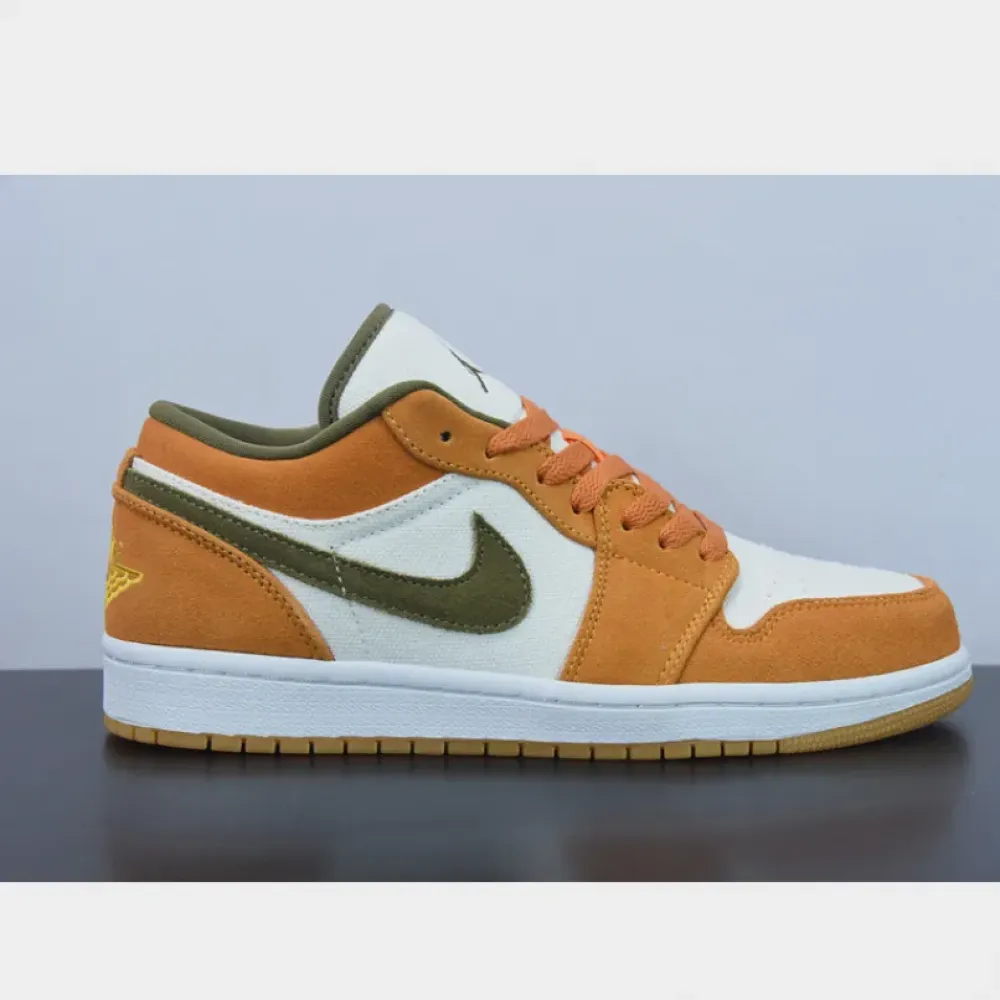 Air Jordan 1 Low White/Light Curry/White/Medium Olive  DH6931-102