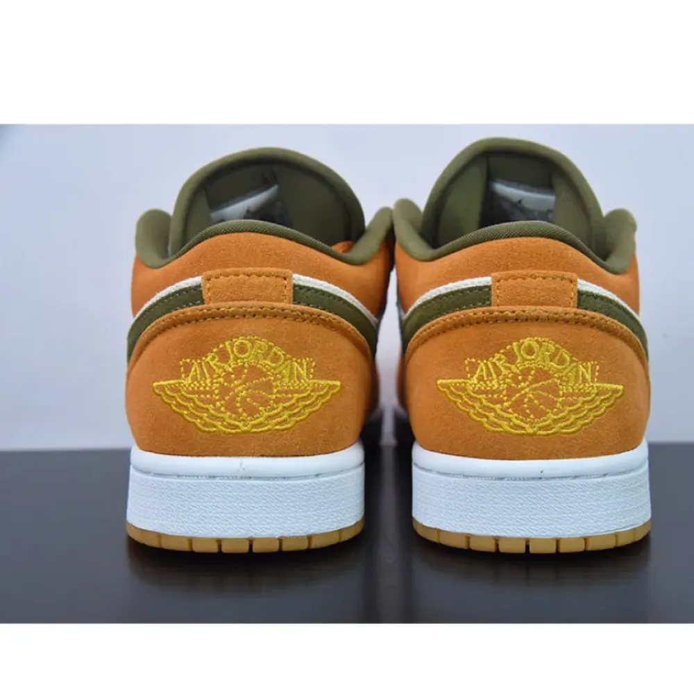 Air Jordan 1 Low White/Light Curry/White/Medium Olive  DH6931-102