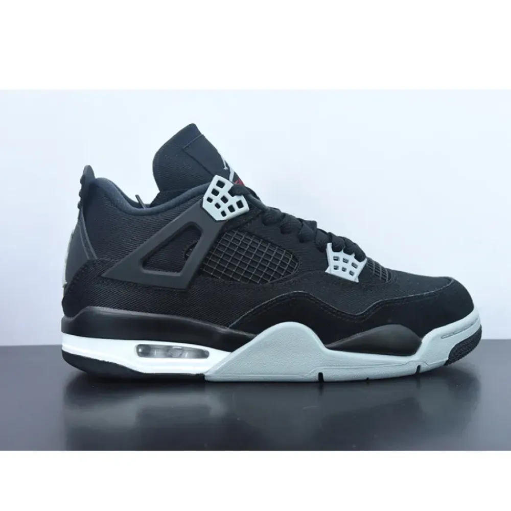 Air Jordan 4 ‘Black Canvas’ Black/Light Steel Grey-White-Fire Red  DH7138-006