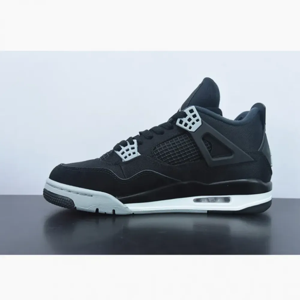 Air Jordan 4 ‘Black Canvas’ Black/Light Steel Grey-White-Fire Red  DH7138-006