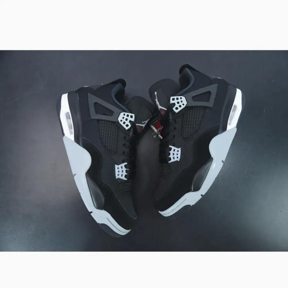 Air Jordan 4 ‘Black Canvas’ Black/Light Steel Grey-White-Fire Red  DH7138-006