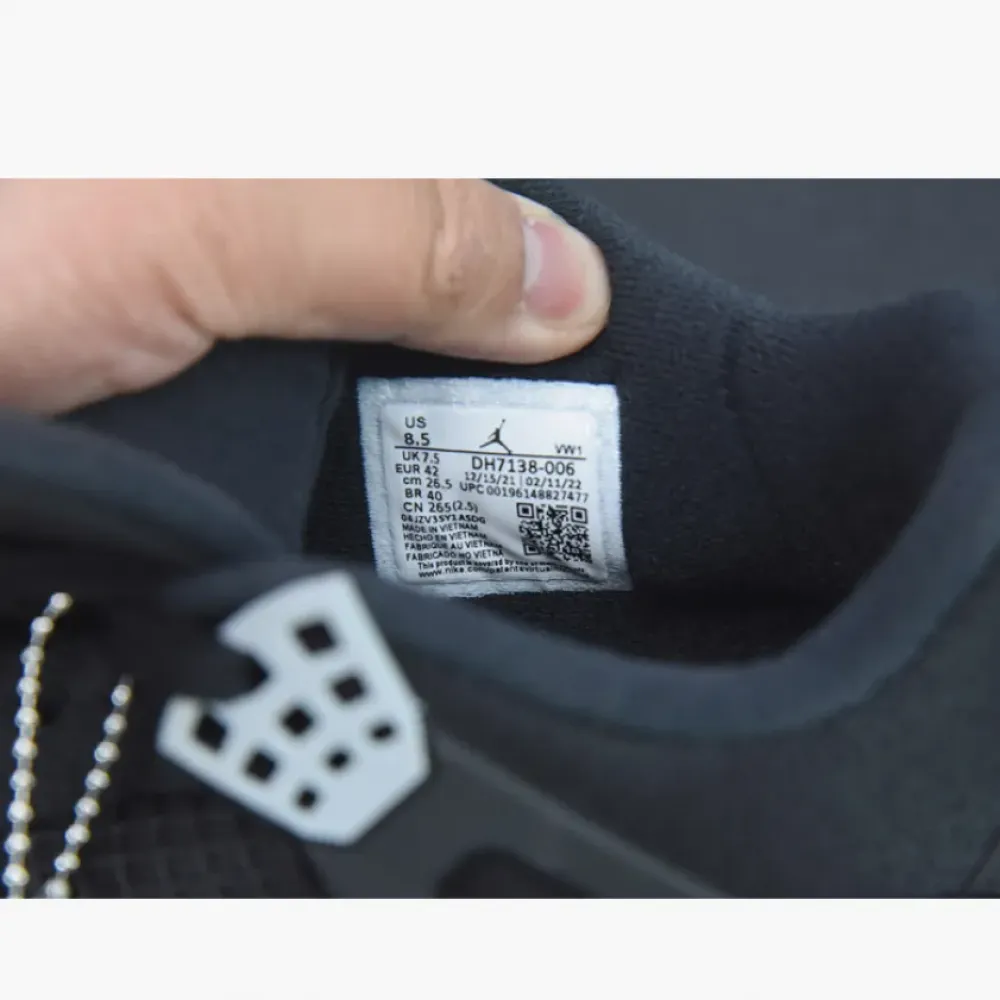 Air Jordan 4 ‘Black Canvas’ Black/Light Steel Grey-White-Fire Red  DH7138-006