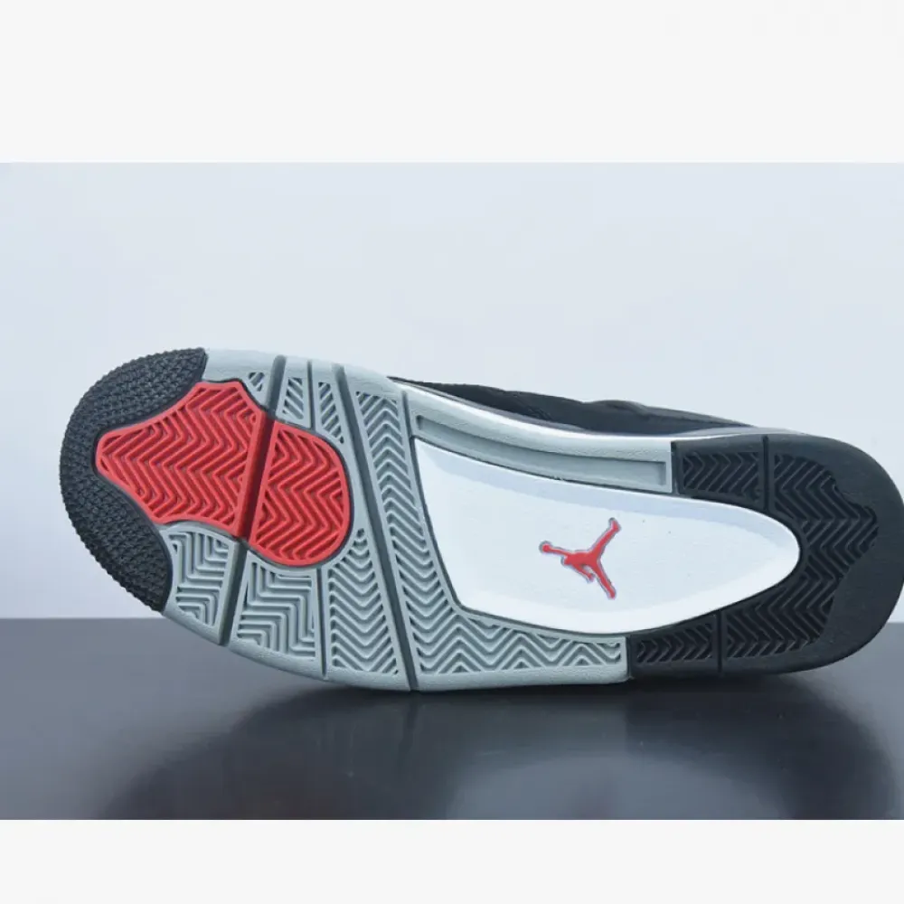 Air Jordan 4 ‘Black Canvas’ Black/Light Steel Grey-White-Fire Red  DH7138-006