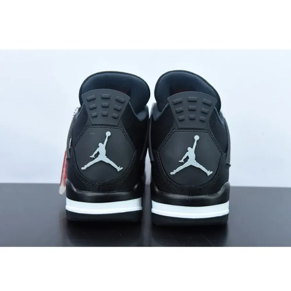 Air Jordan 4 ‘Black Canvas’ Black/Light Steel Grey-White-Fire Red  DH7138-006