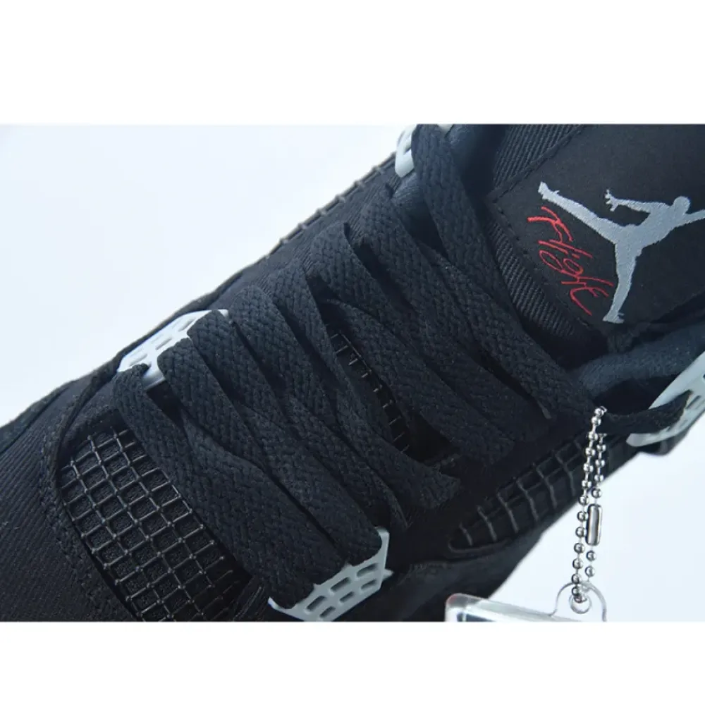 Air Jordan 4 ‘Black Canvas’ Black/Light Steel Grey-White-Fire Red  DH7138-006