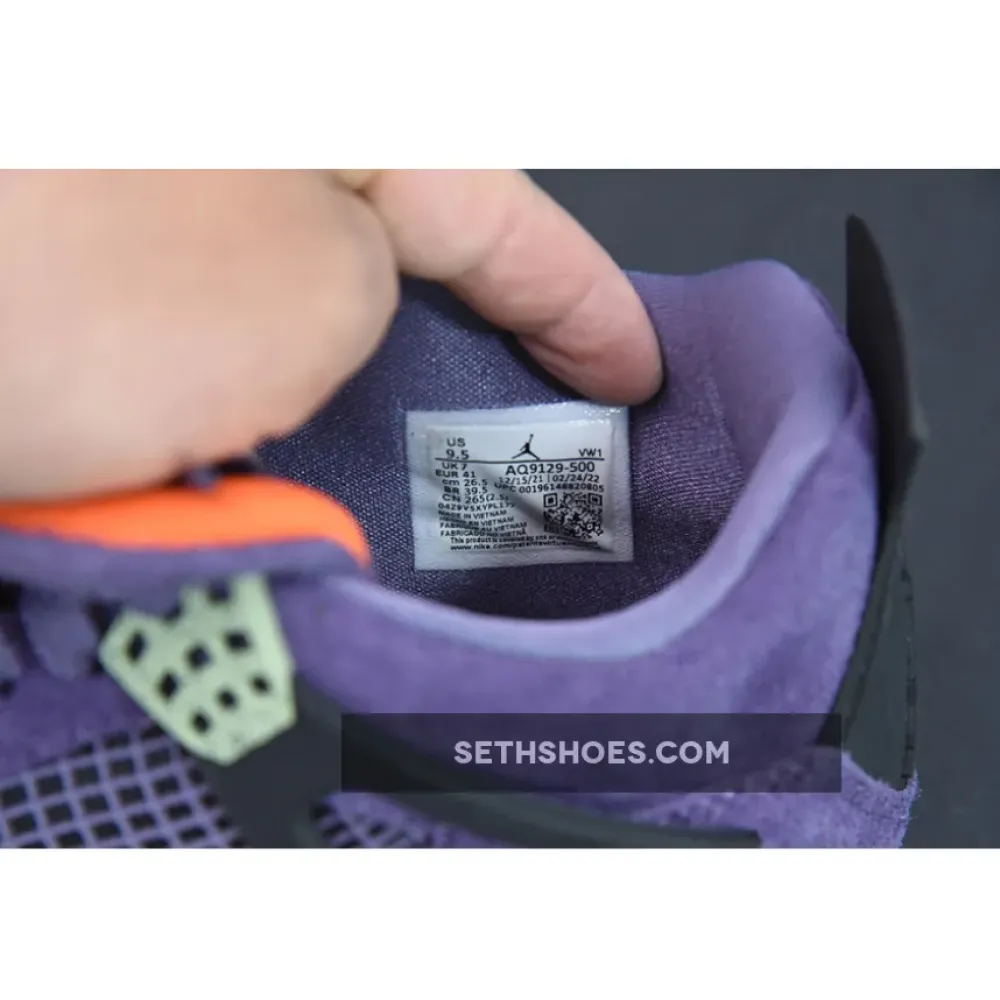 Air Jordan 4 Canyon Purple/Anthracite/Alligator/Safety Orange  AQ9129-500