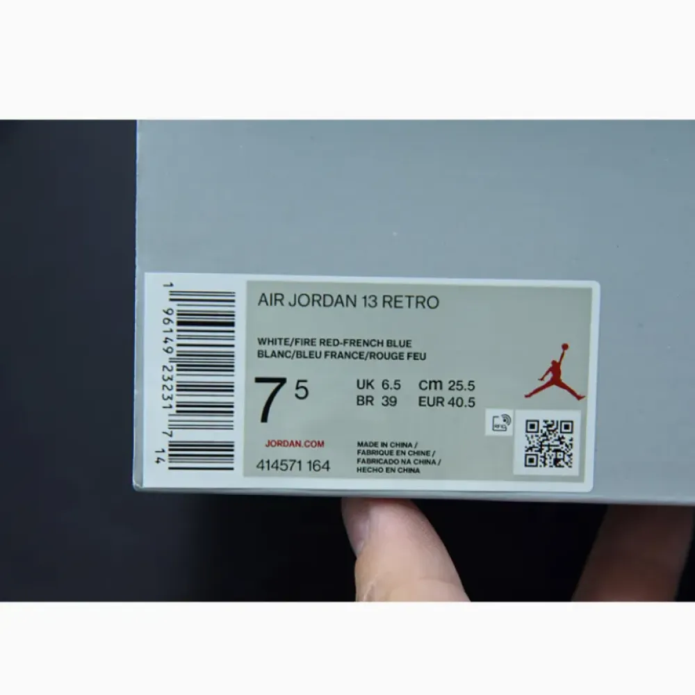 Air Jordan 13 White/Fire Red-French Blue-Light Steel Grey