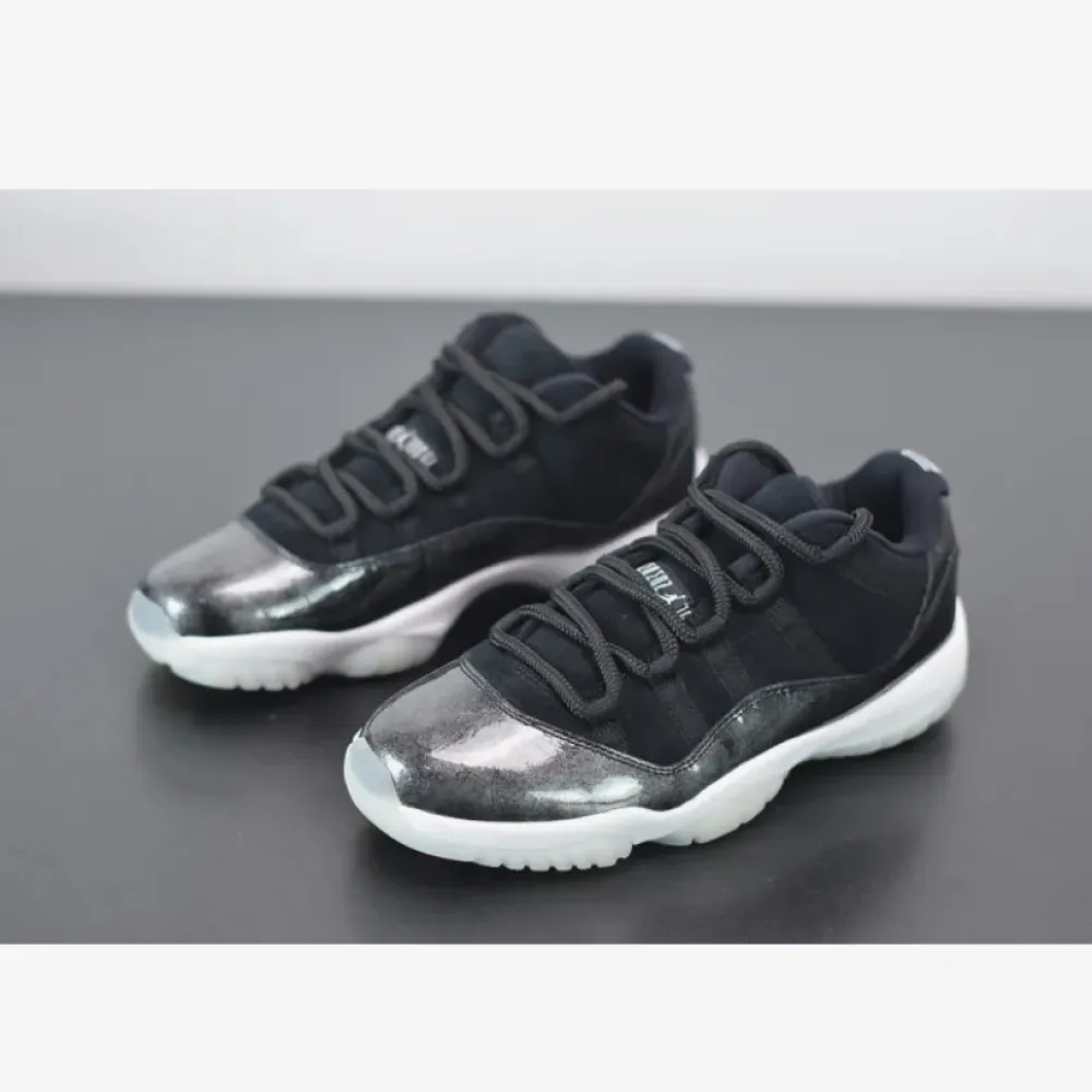 Air Jordan 11 Low “Barons” Black/Metallic Silver-White  528895-010