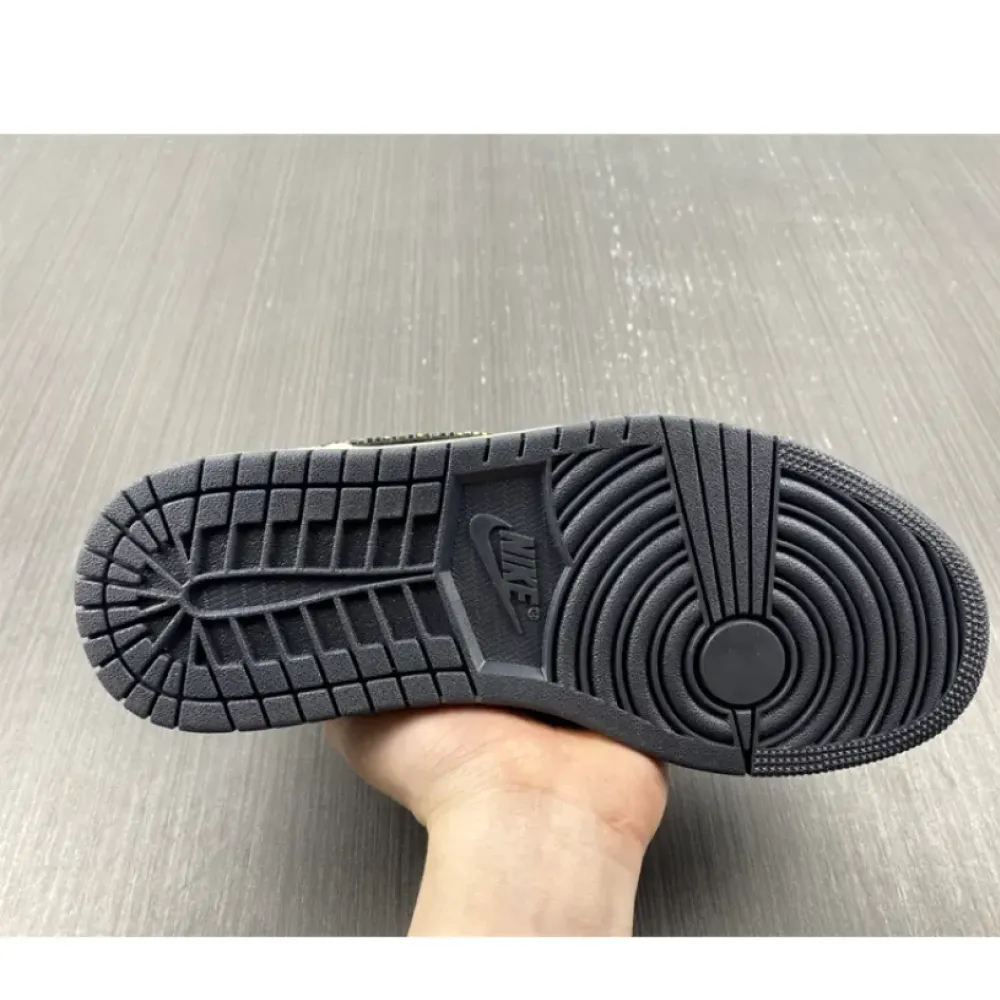Air Jordan 1 Low Beaded Swooshes Black/Grey-Gold  DV1762-001
