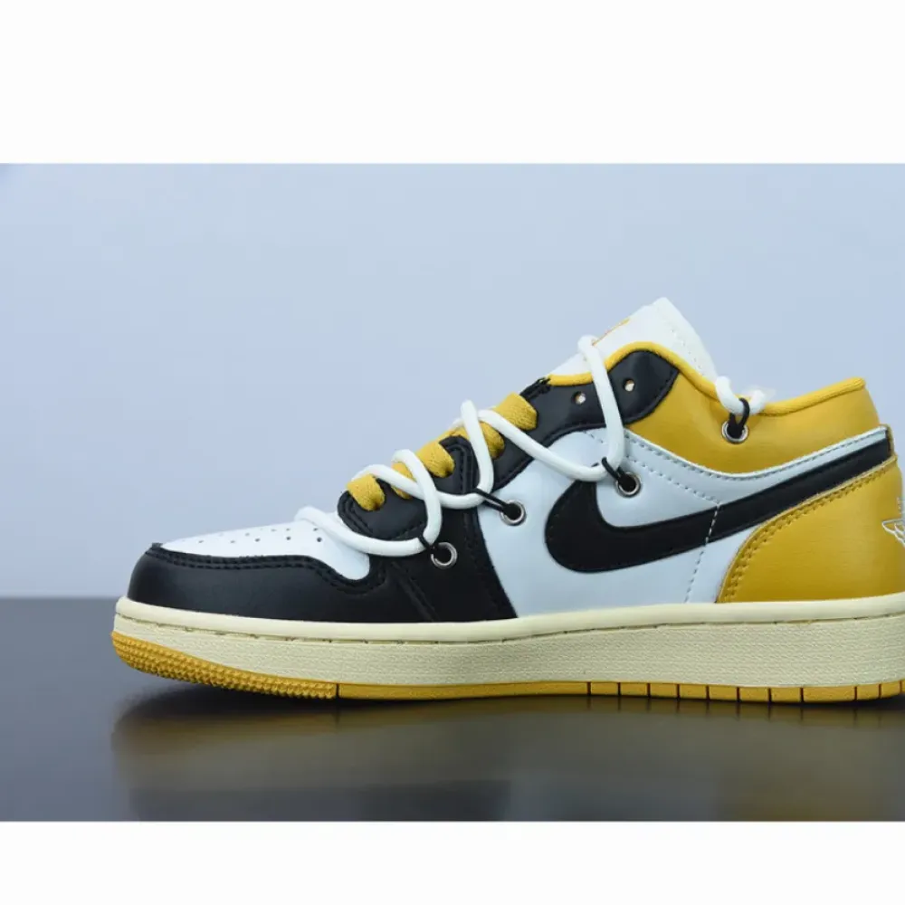 Custom Air Jordan 1 Low White Black Yellow