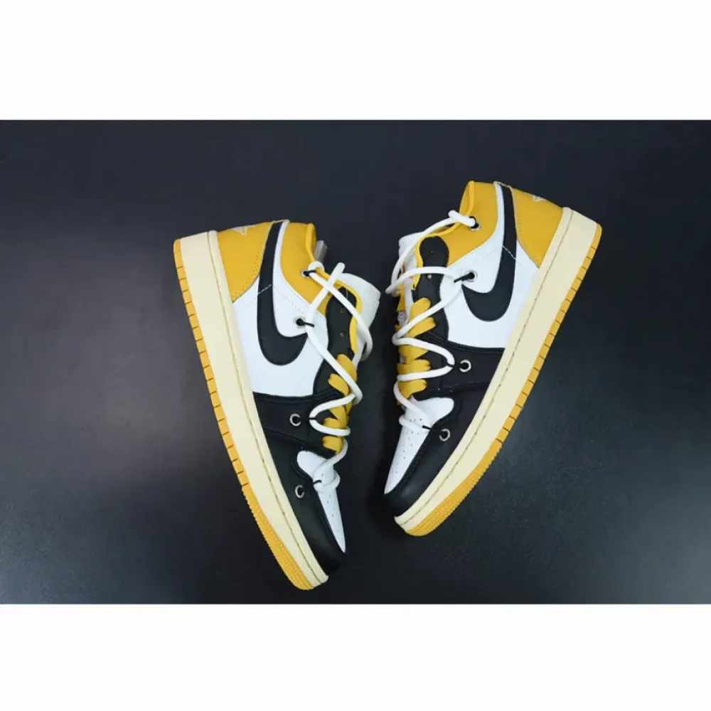 Custom Air Jordan 1 Low White Black Yellow