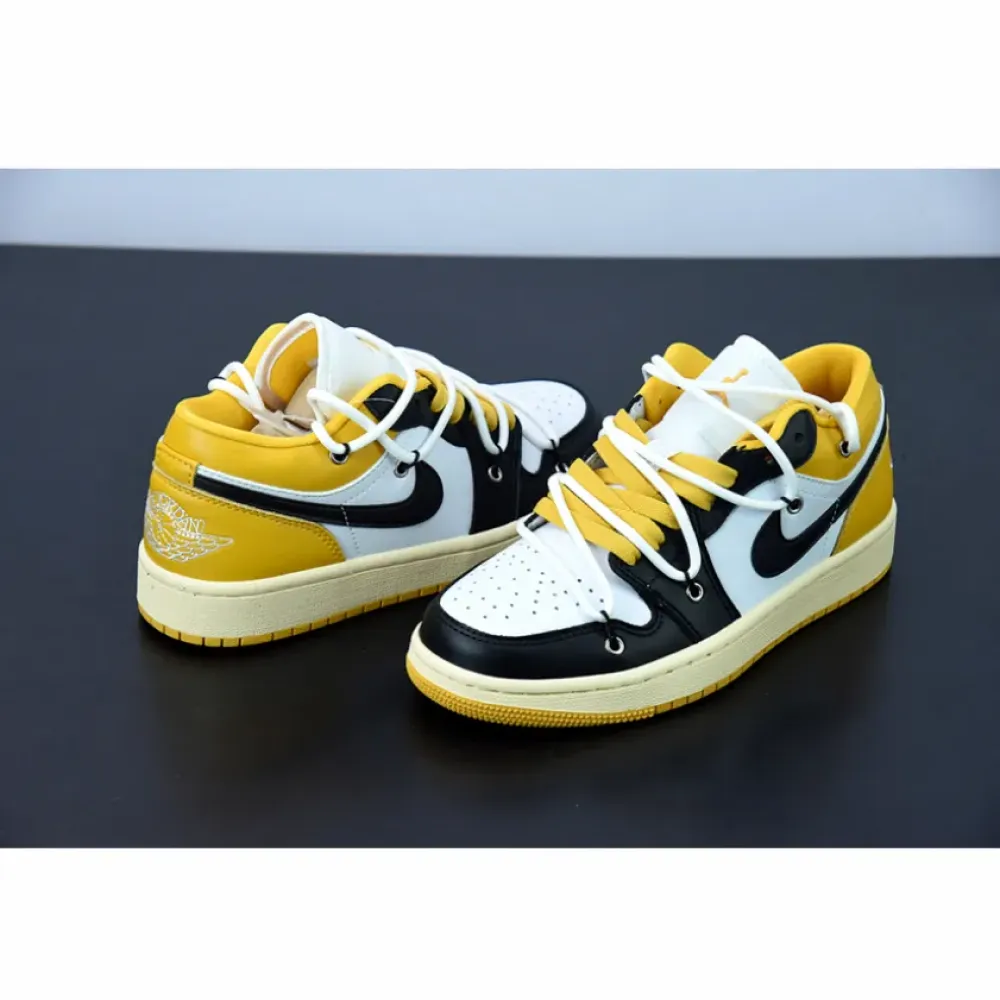 Custom Air Jordan 1 Low White Black Yellow