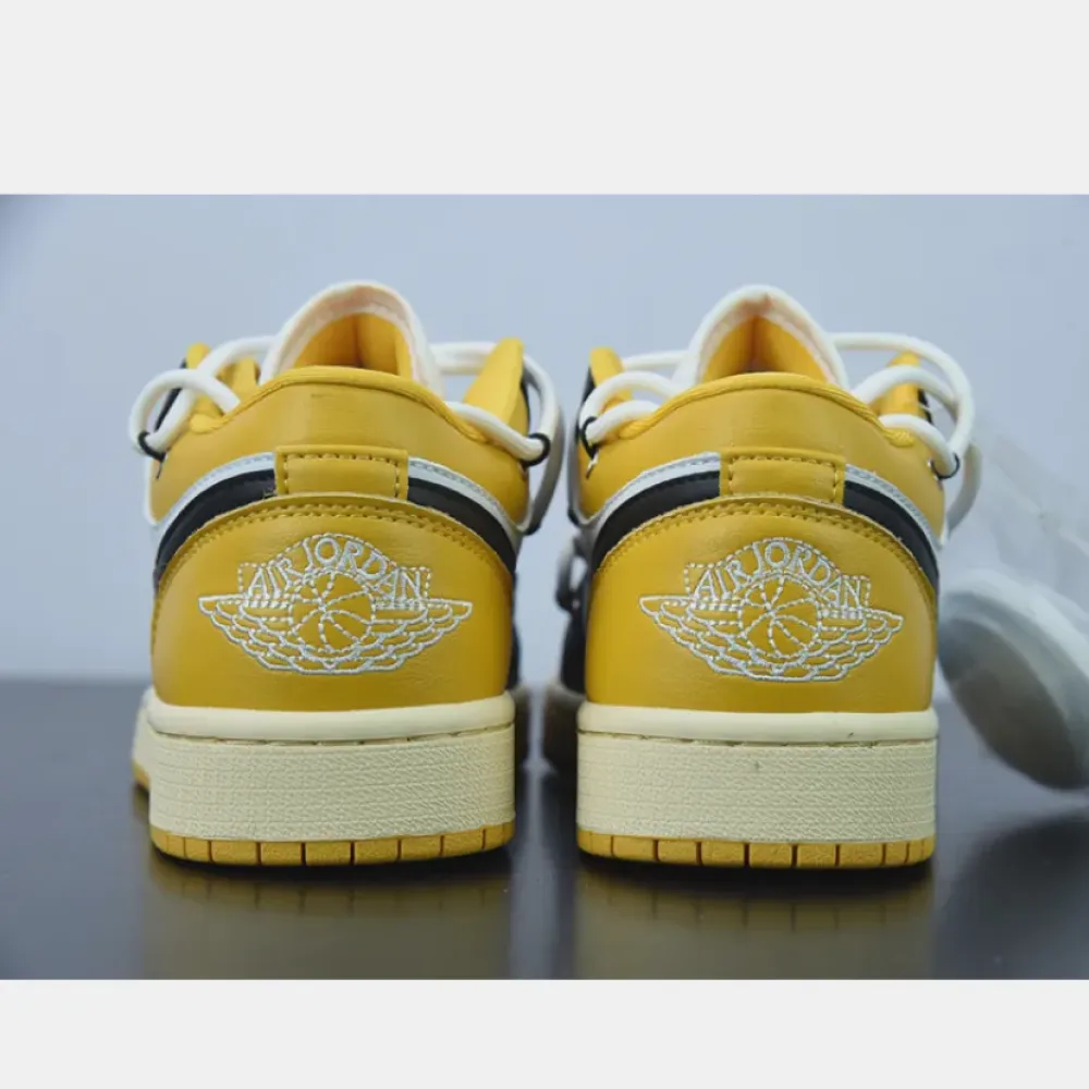 Custom Air Jordan 1 Low White Black Yellow