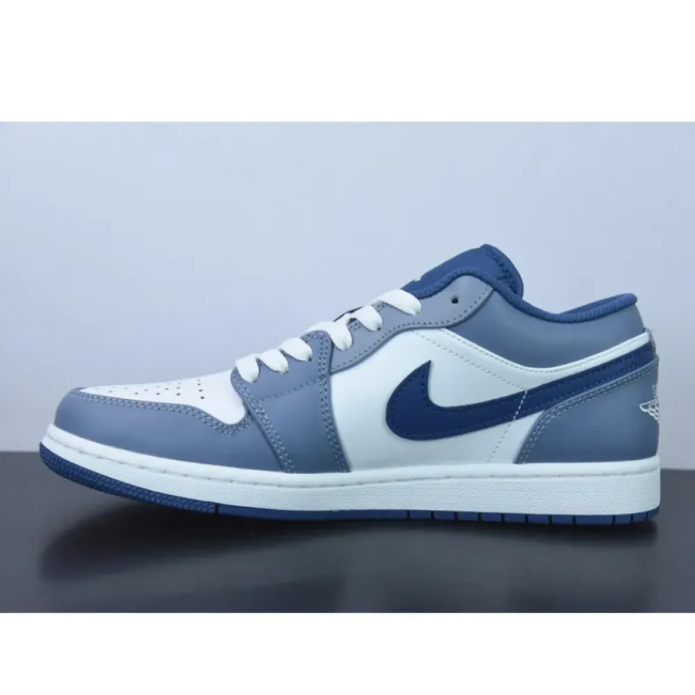 Air Jordan 1 Low White Steel Blue  553558-414