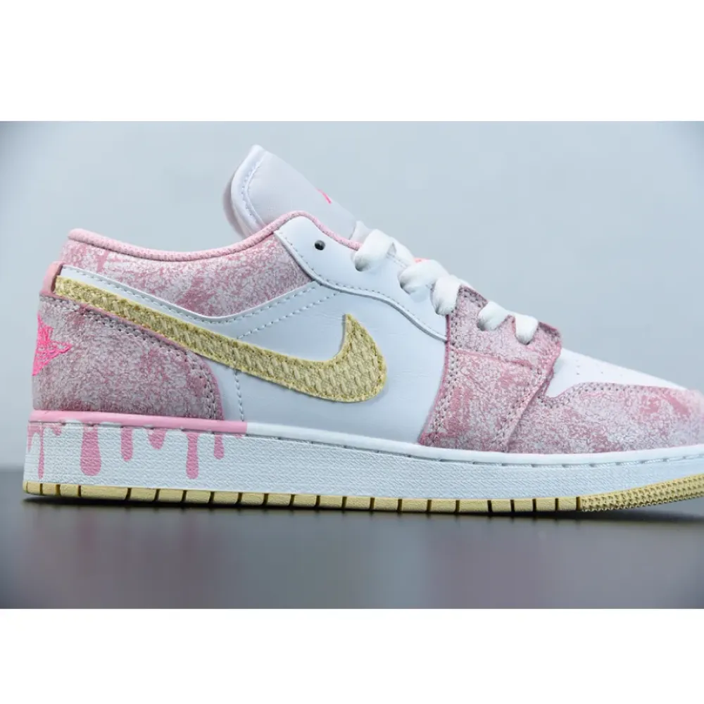 Air Jordan 1 Low GS ‘Paint Drip’ Arctic Punch/Pale Vanilla-White CW7104-601