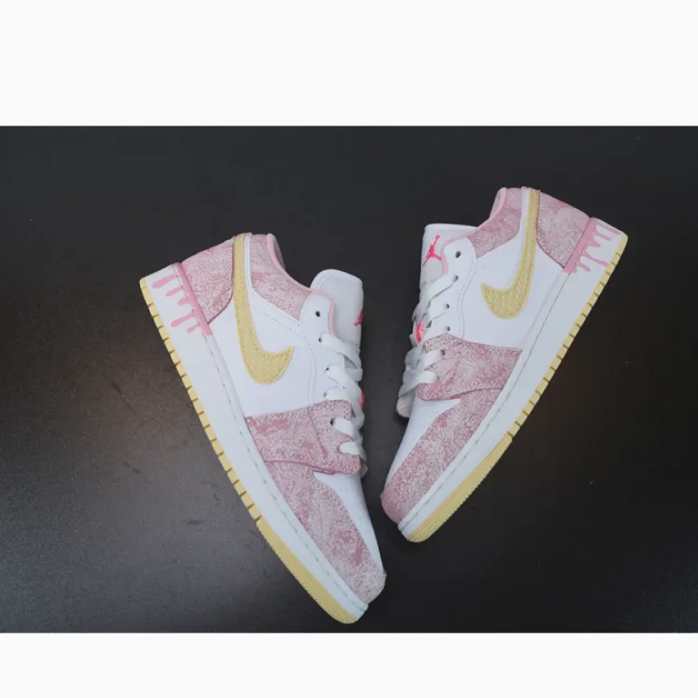 Air Jordan 1 Low GS ‘Paint Drip’ Arctic Punch/Pale Vanilla-White CW7104-601