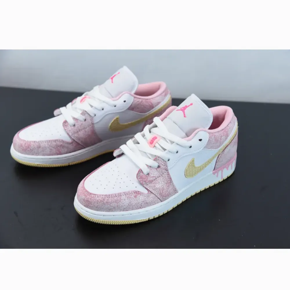 Air Jordan 1 Low GS ‘Paint Drip’ Arctic Punch/Pale Vanilla-White CW7104-601