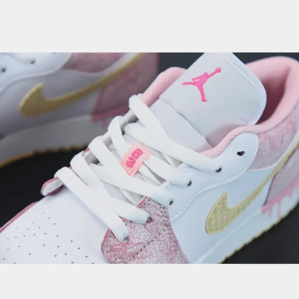 Air Jordan 1 Low GS ‘Paint Drip’ Arctic Punch/Pale Vanilla-White CW7104-601