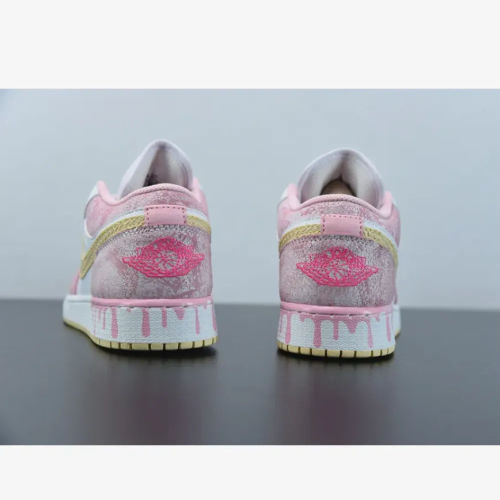 Air Jordan 1 Low GS ‘Paint Drip’ Arctic Punch/Pale Vanilla-White CW7104-601