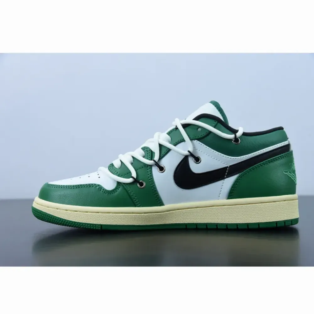 Custom Air Jordan 1 Low Pine Green White