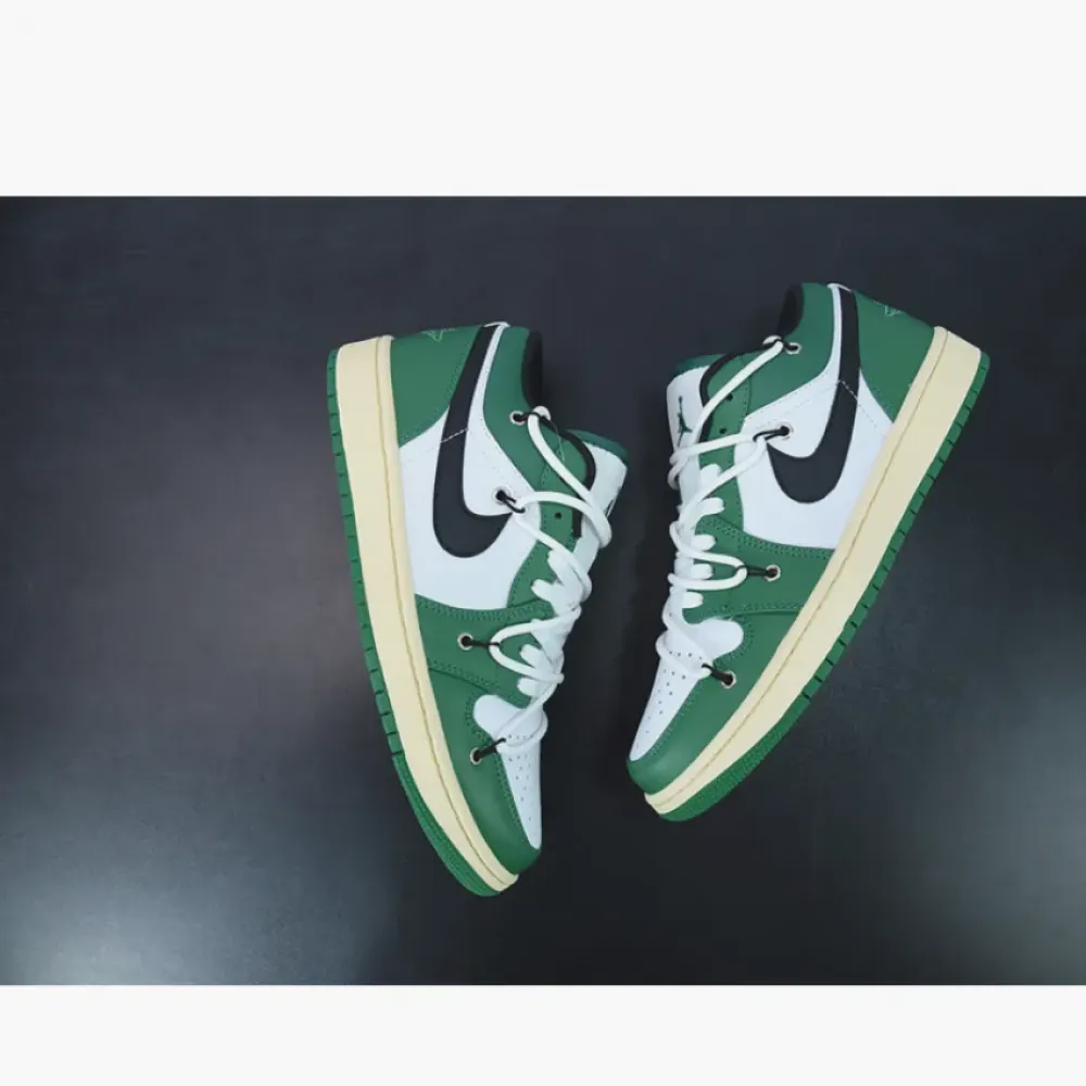 Custom Air Jordan 1 Low Pine Green White