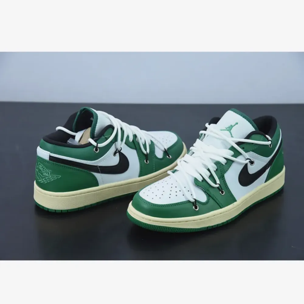 Custom Air Jordan 1 Low Pine Green White