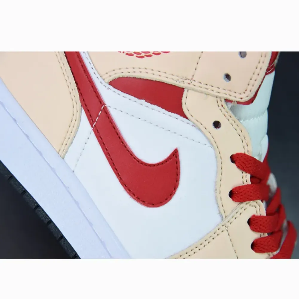 Air Jordan 1 Mid White/Beige-Red  554725-201