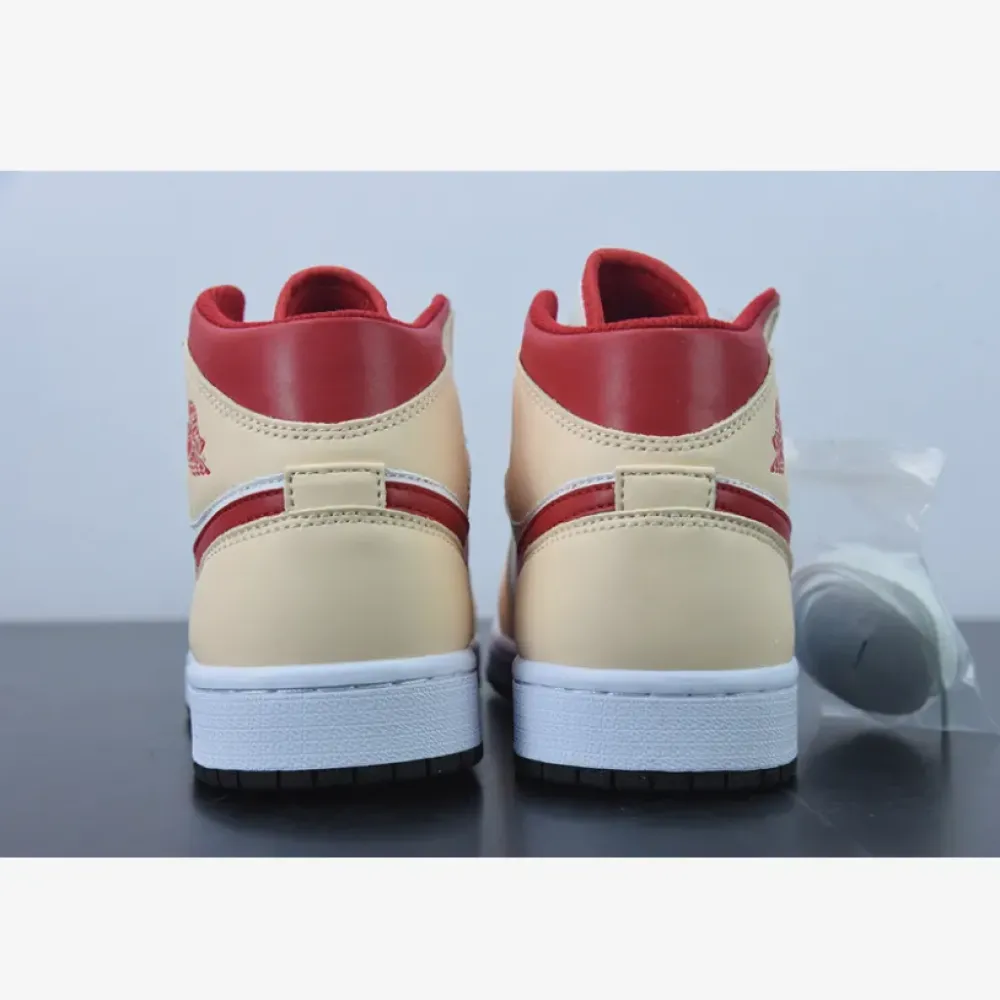 Air Jordan 1 Mid White/Beige-Red  554725-201