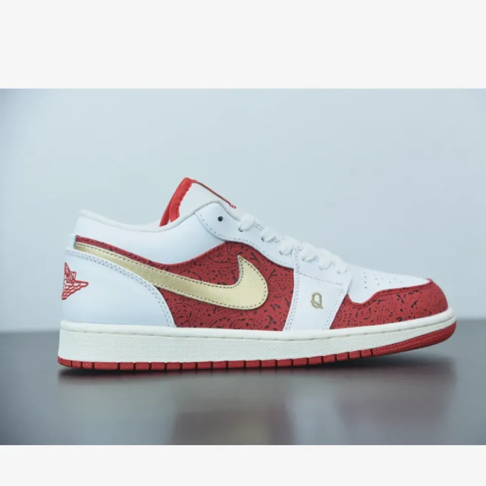 Air Jordan 1 Low “Spades” White/Metallic Gold  DJ5185-100